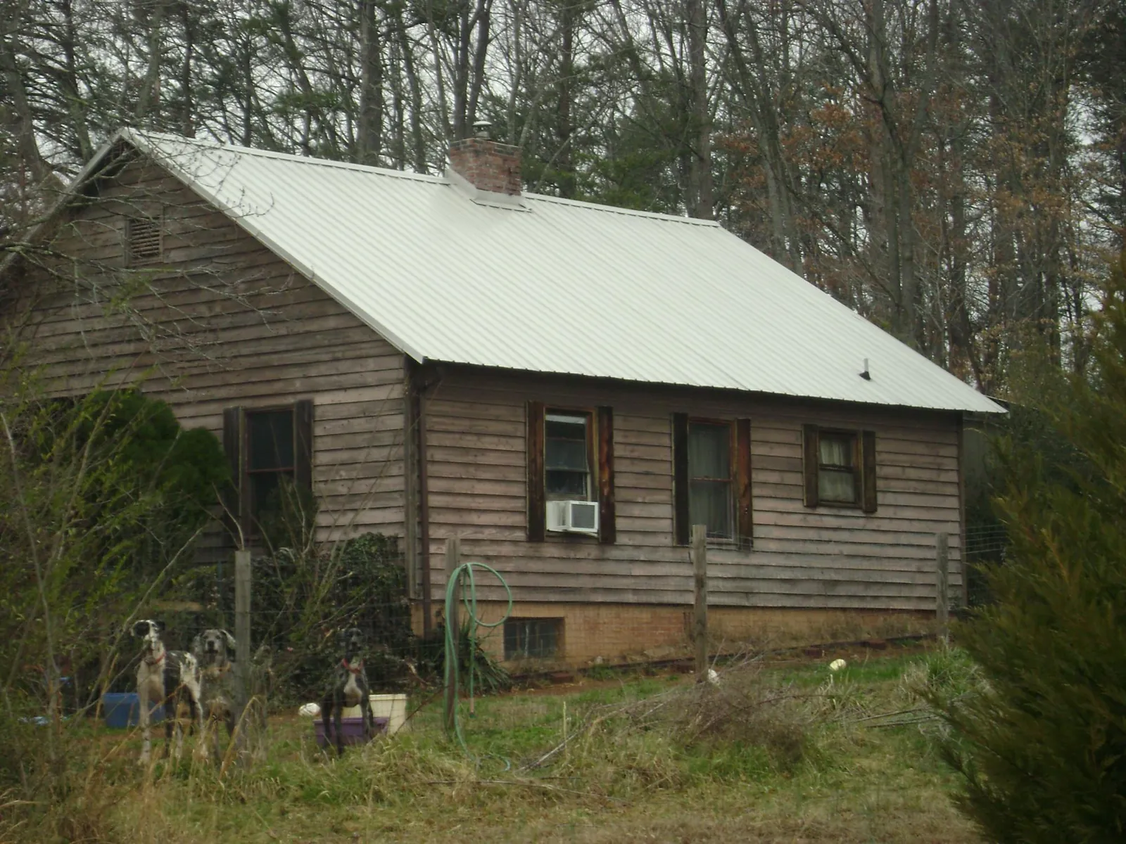 White metal roof on an old wood sided farmhouse, from a Metal Roof Installation job in Cornville